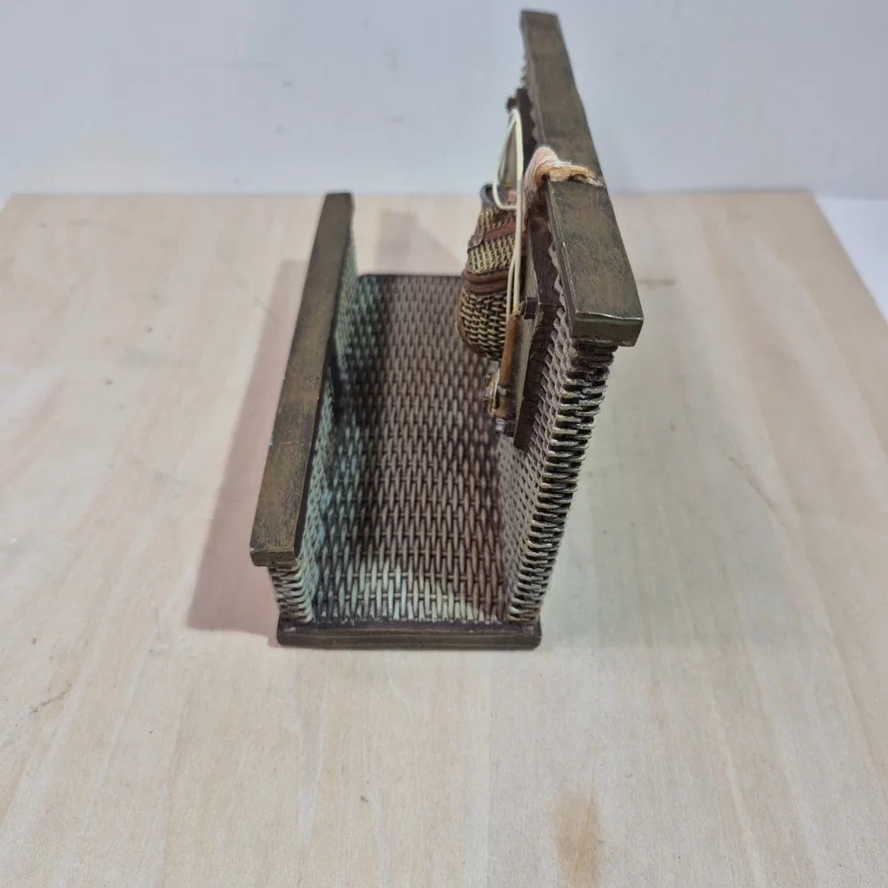 Rustic Fishing Creel Letter Holder Resin Desk Organizer Cabin Decor Fly Fishing